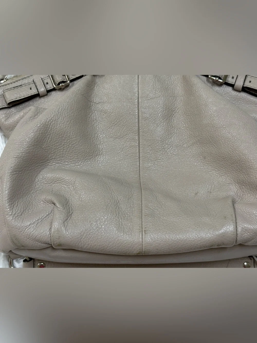 Coach Leather Satchel in Light Taupe with Gold Hardware